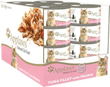 Tuna and Prawn Natural Wet Cat Food - 70 G Tins, Complementary Food for Adult Cats, Pack of 24