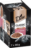 DINE Classic Collection Adult Wet Cat Food Saucy Morsels with Salmon 7 X 85G, 6 Pack (42 Trays)