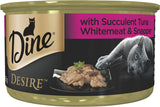 DINE DESIRE Adult Grain Free Wet Cat Food Tuna Whitemeat & Snapper 85G Can, 24 Pack