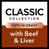 DINE Classic Collection Adult Wet Cat Food Cuts in Gravy with Beef & Liver 7 X 85G, 6 Pack (42 Trays)