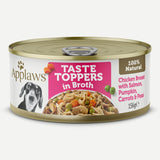 Taste Toppers 100% Natural Wet Dog Food Chicken Breast with Salmon & Vegetables in Broth Tin 156G (Pack of 16), Limited Ingredients Pet Food